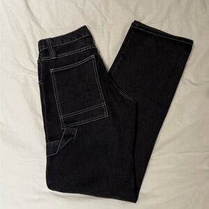 Brandy Melville Black High Waisted Carpenter Jeans With White Reverse Stitching